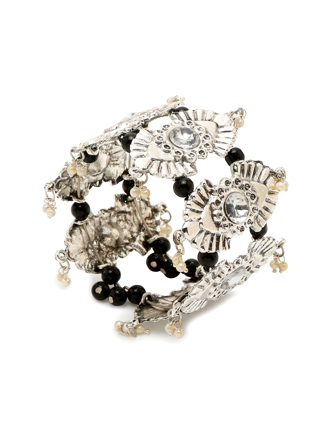 YouBella Jewellery for Women Celebrity Inspired Oxidised Silver Plated Cuff Bracelet Bangle for Women and Girls (Style 5)
